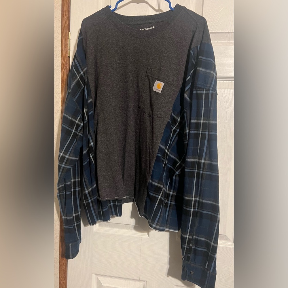 Carhartt 2XL Upcycled shirt with flannel sleeves
